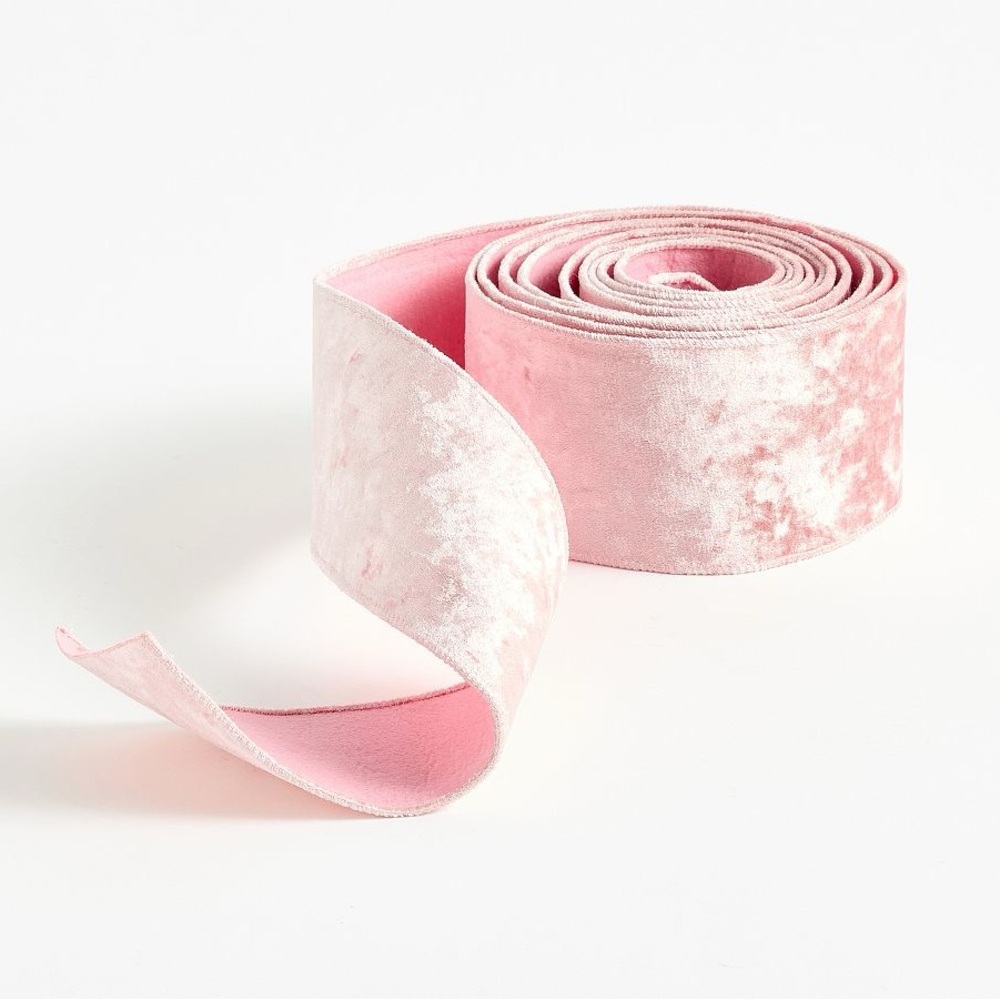 LoveShackFancy x Pottery Barn Pink Velvet Ribbon Garland 10 Yards Decorating NEW